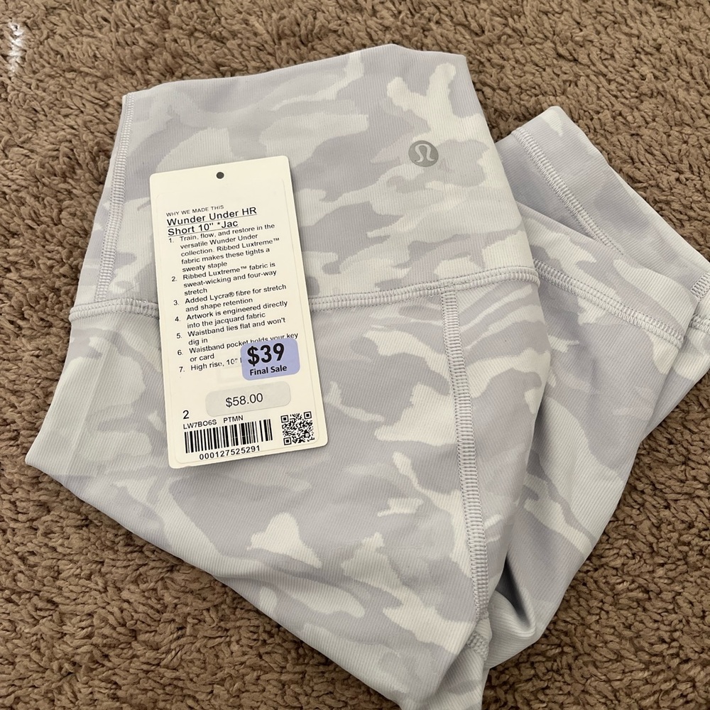 lululemon biker shorts white camo